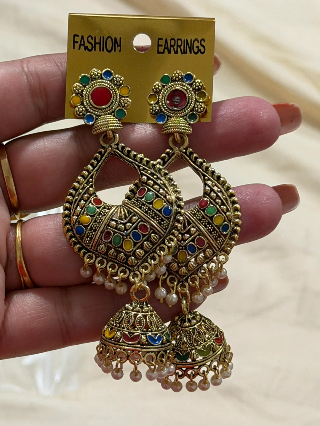Traditional Multi-coloured Jhumka Earrings - photo 2