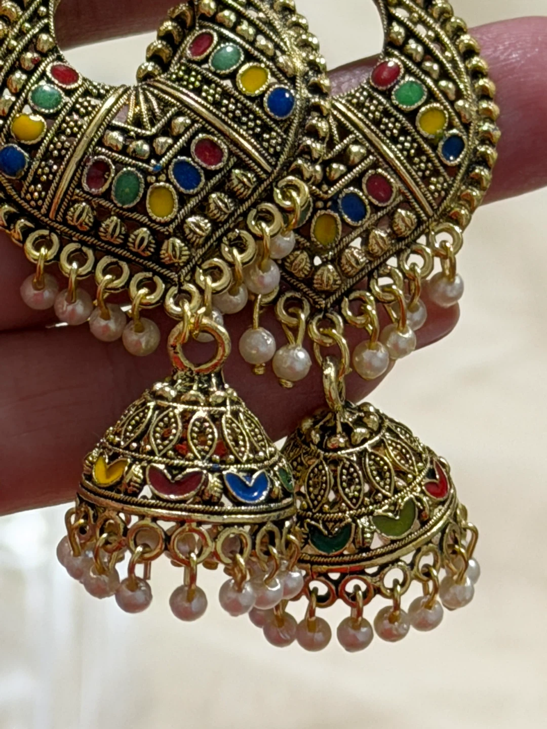 Traditional Multi-coloured Jhumka Earrings - photo 3
