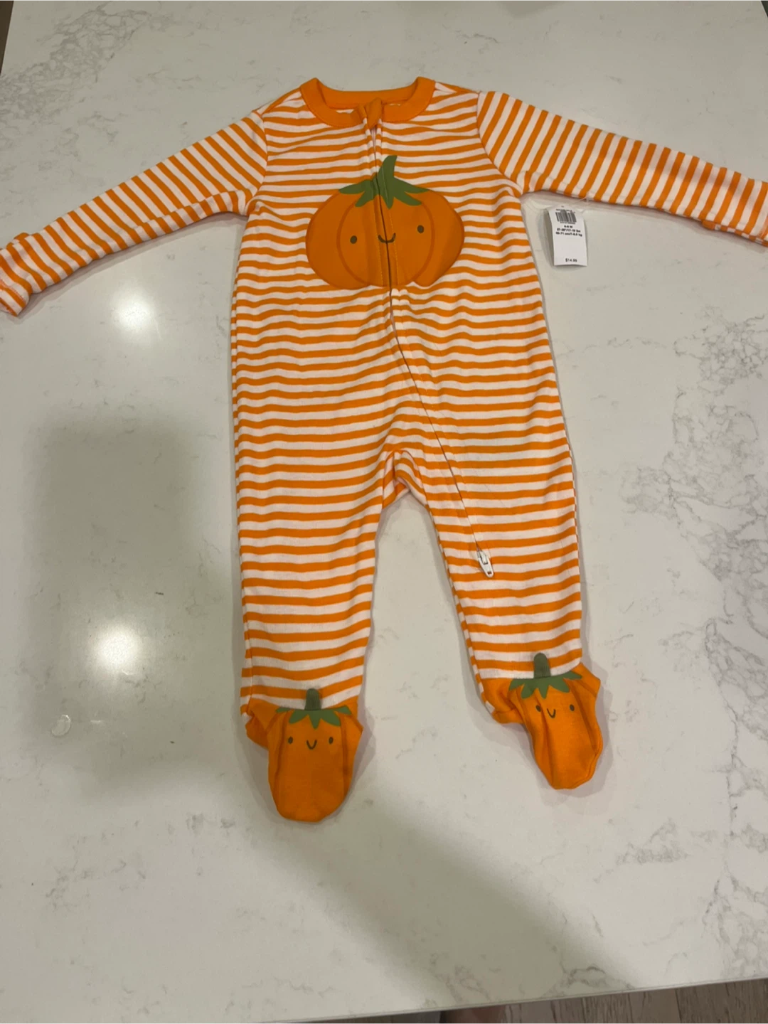 Old Navy pumpkin costume and  footed sleeper 6-9M