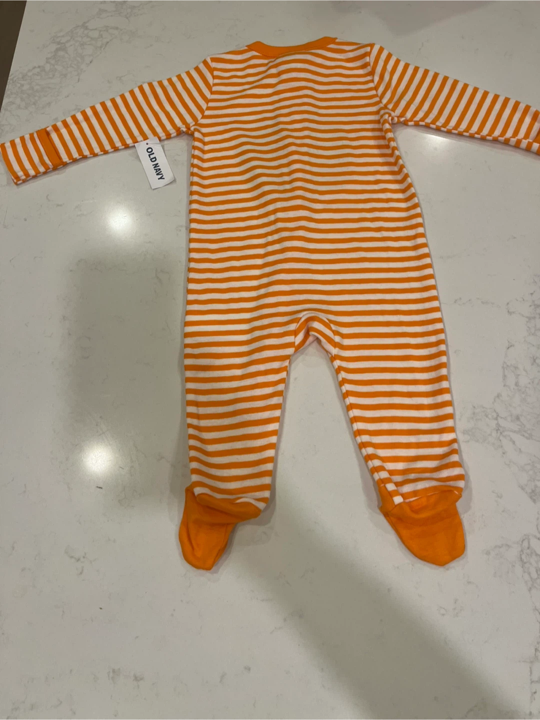 Old Navy pumpkin costume and  footed sleeper 6-9M - photo 2
