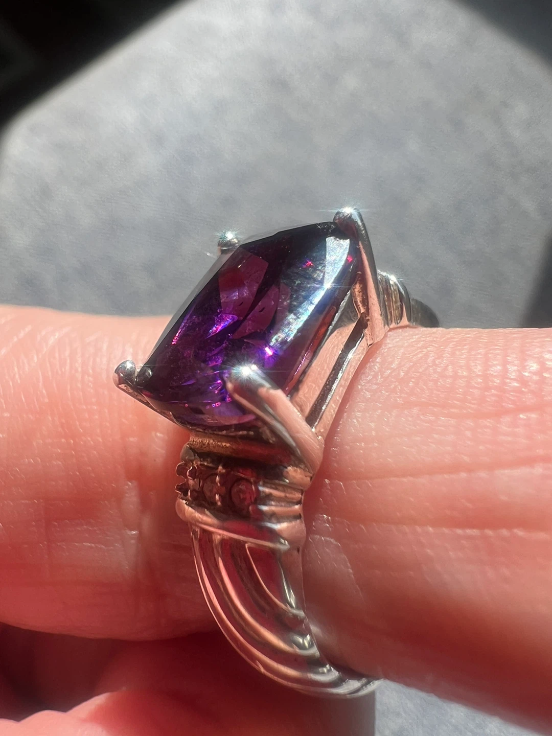 926 Silver Amethyst Statement Ring