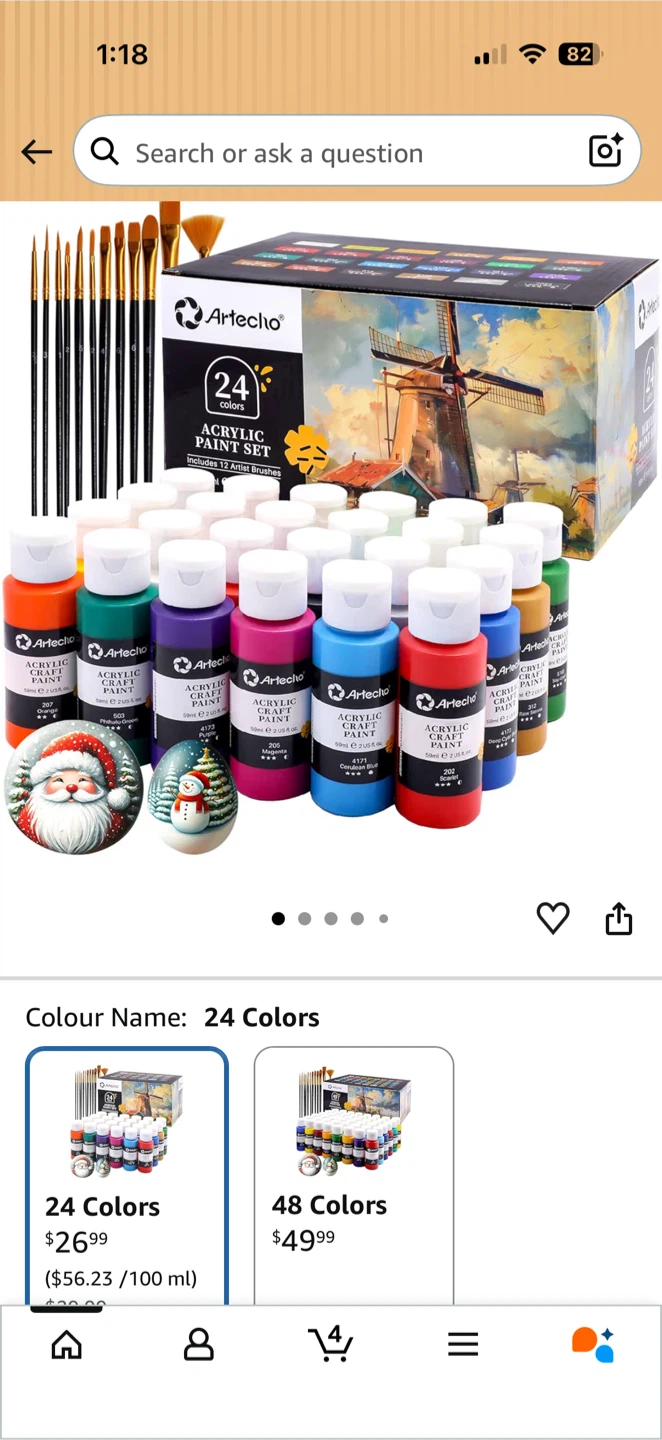 Artecho Acrylic Paint Set, 24 Colours