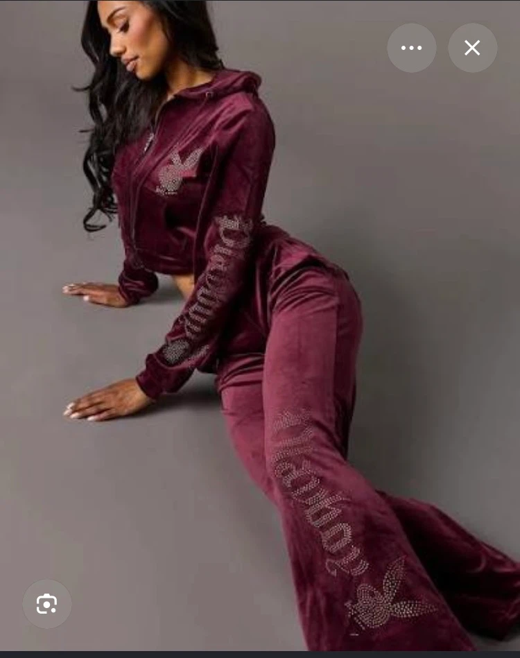 NEW ***Playboy Velour Rhinestone Tracksuit