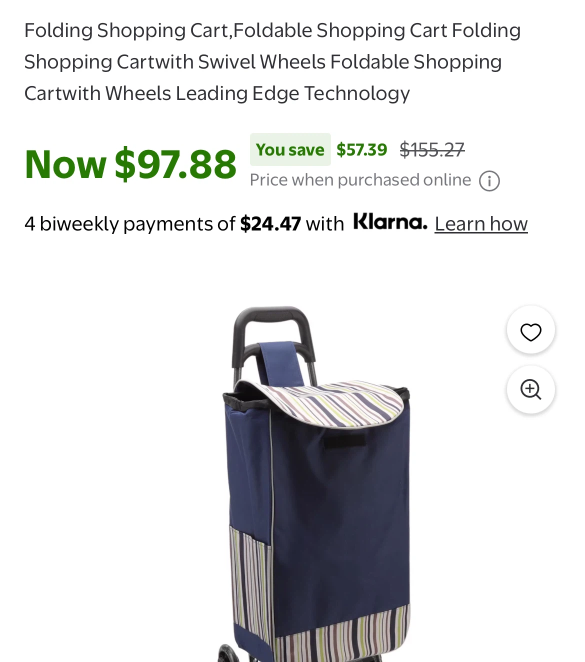 Replacement bag $10 and Foldable Shopping Cart