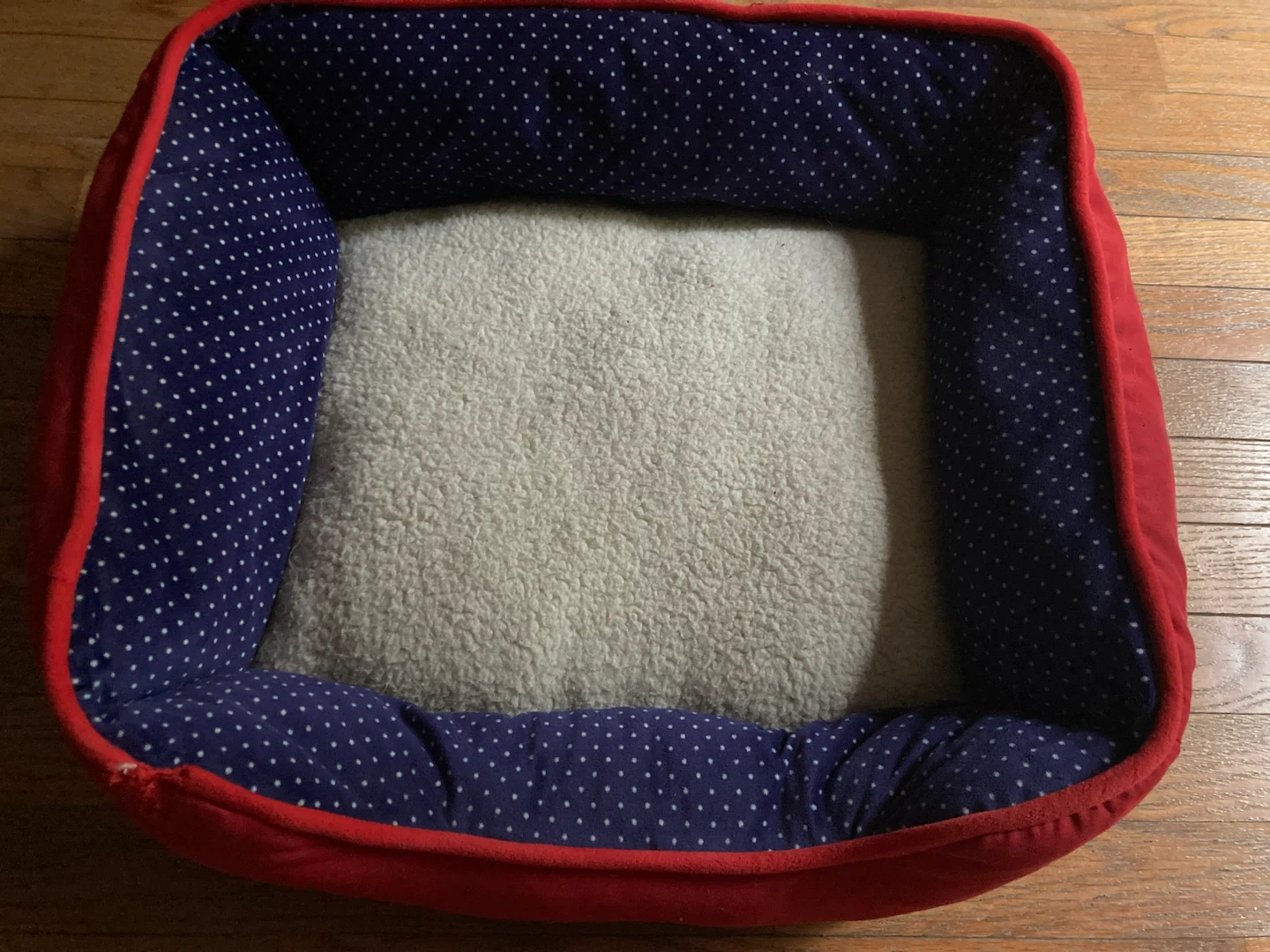 Red and Blue Polka Dot Pet Bed
