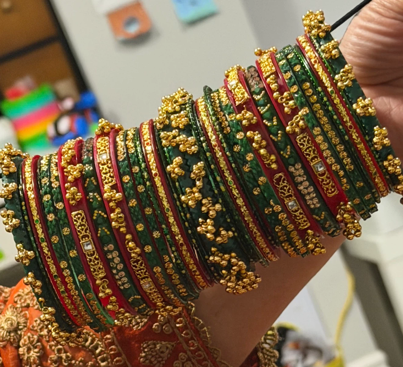 Set of Red and Green Traditional Bangles