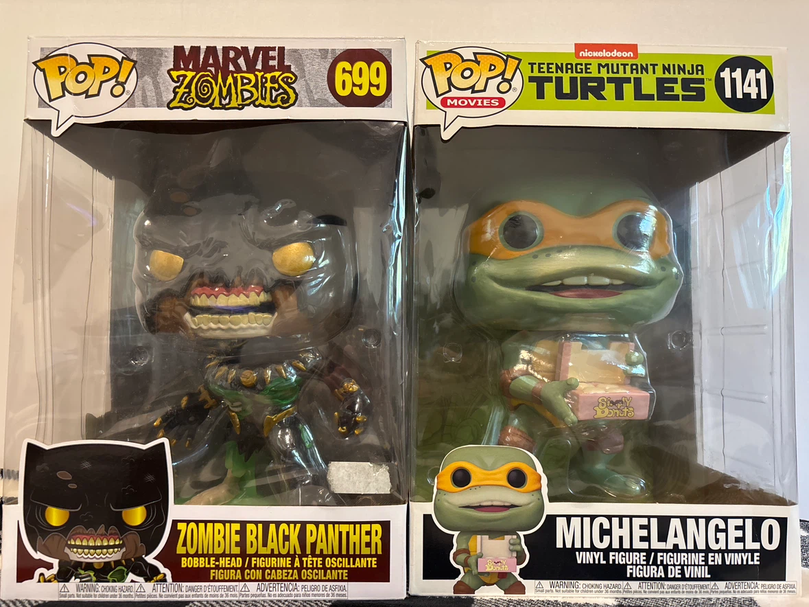 Funko Pop Marvel Zombies Black Panther and TMNT Michelangelo