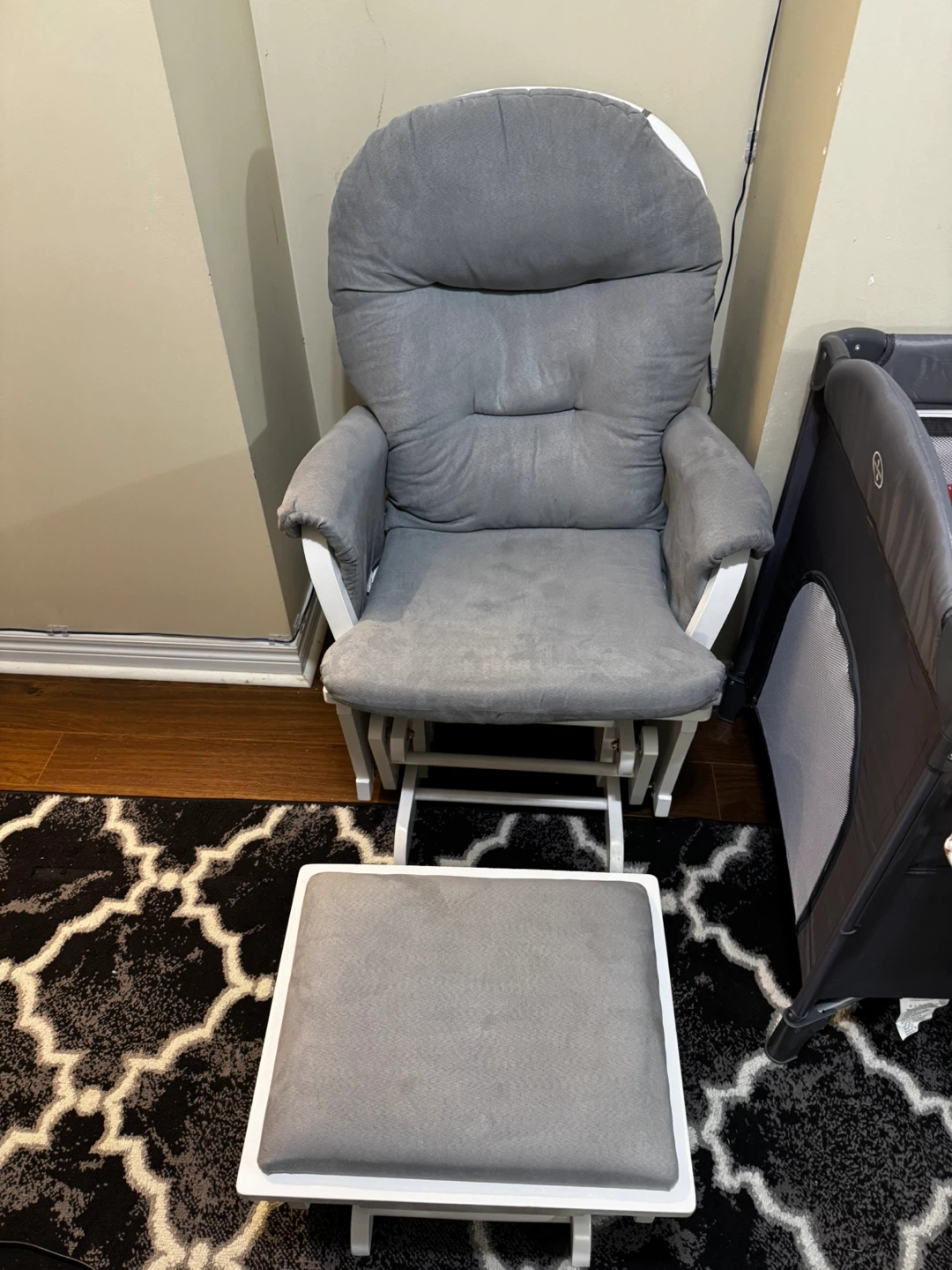 Nursing chair /White Glider Chair with Ottoman