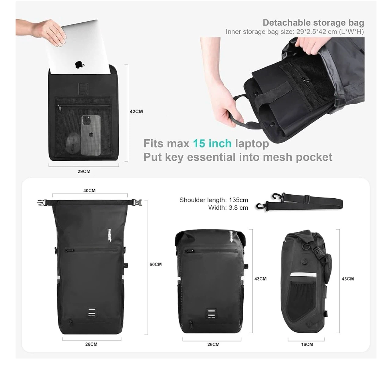 Rhinowalk Waterproof Bike Pannier Backpack - photo 2