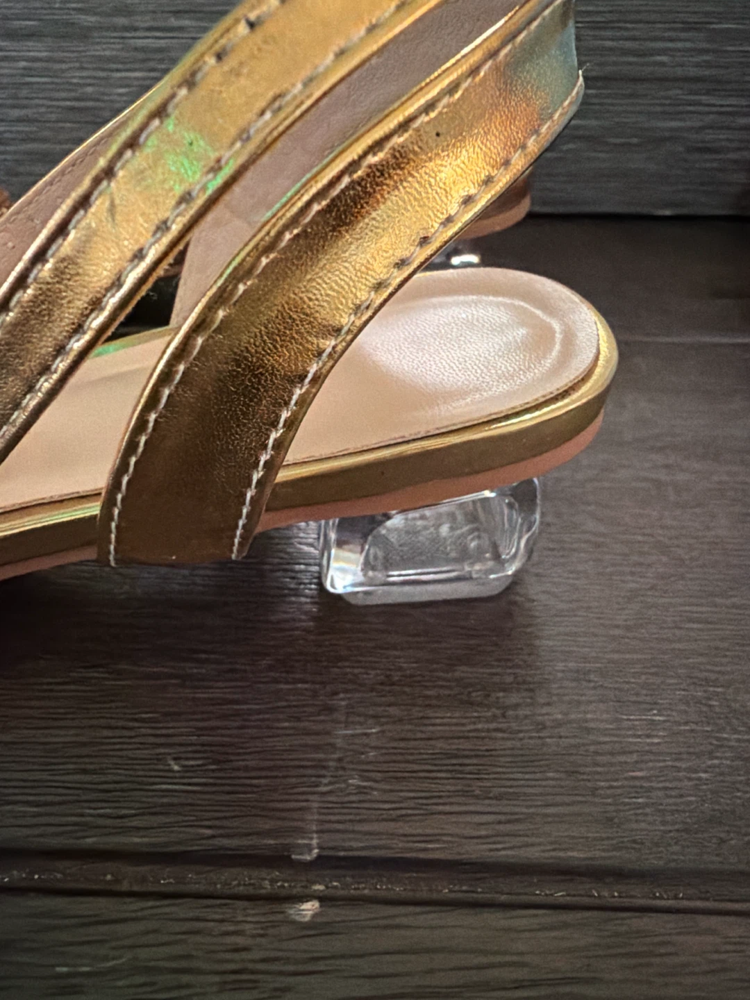 🏈 Gold Beaded Clear Heel Sandals - Size 40, US Size 9, 9.5 - photo 3