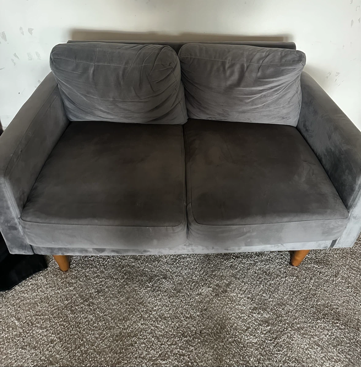 Grey Velvet Loveseat