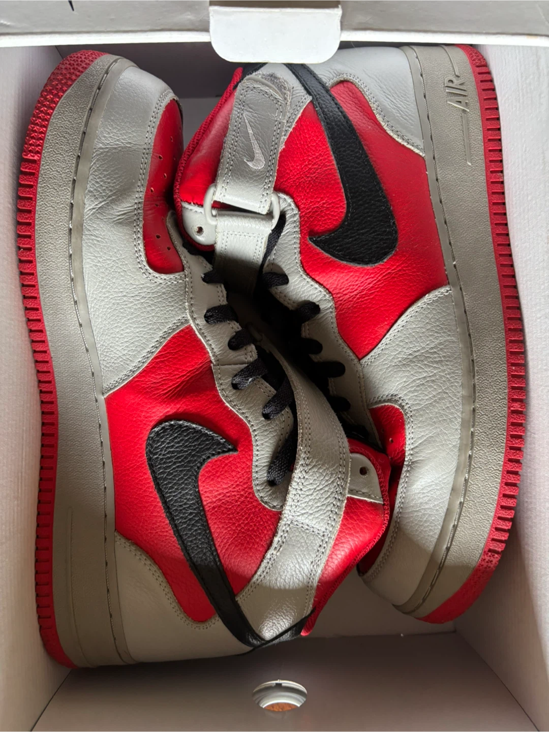 Nike Air Force 1 Mid Grey Red Size 11.5