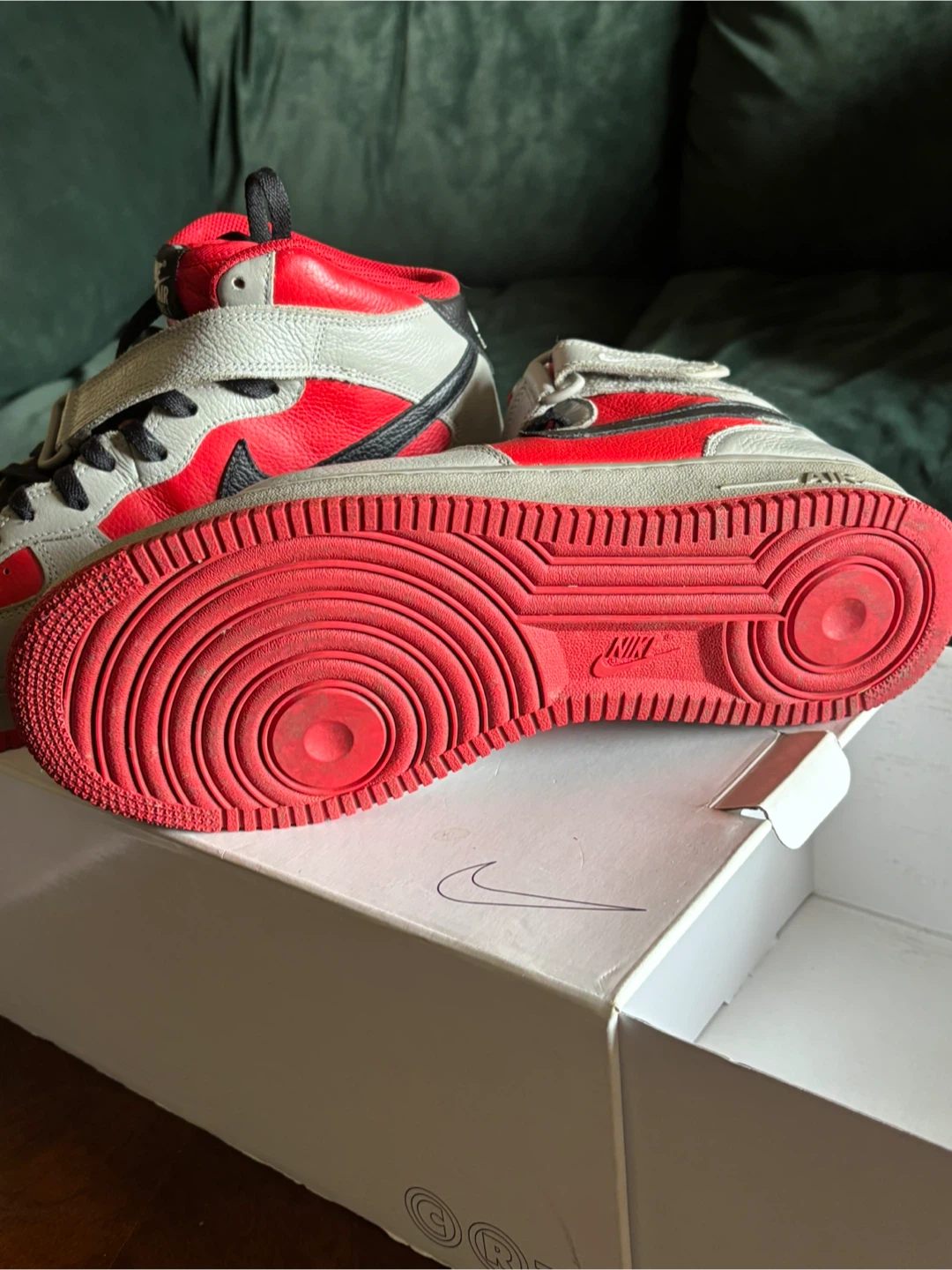 Nike Air Force 1 Mid Grey Red Size 11.5 - photo 3