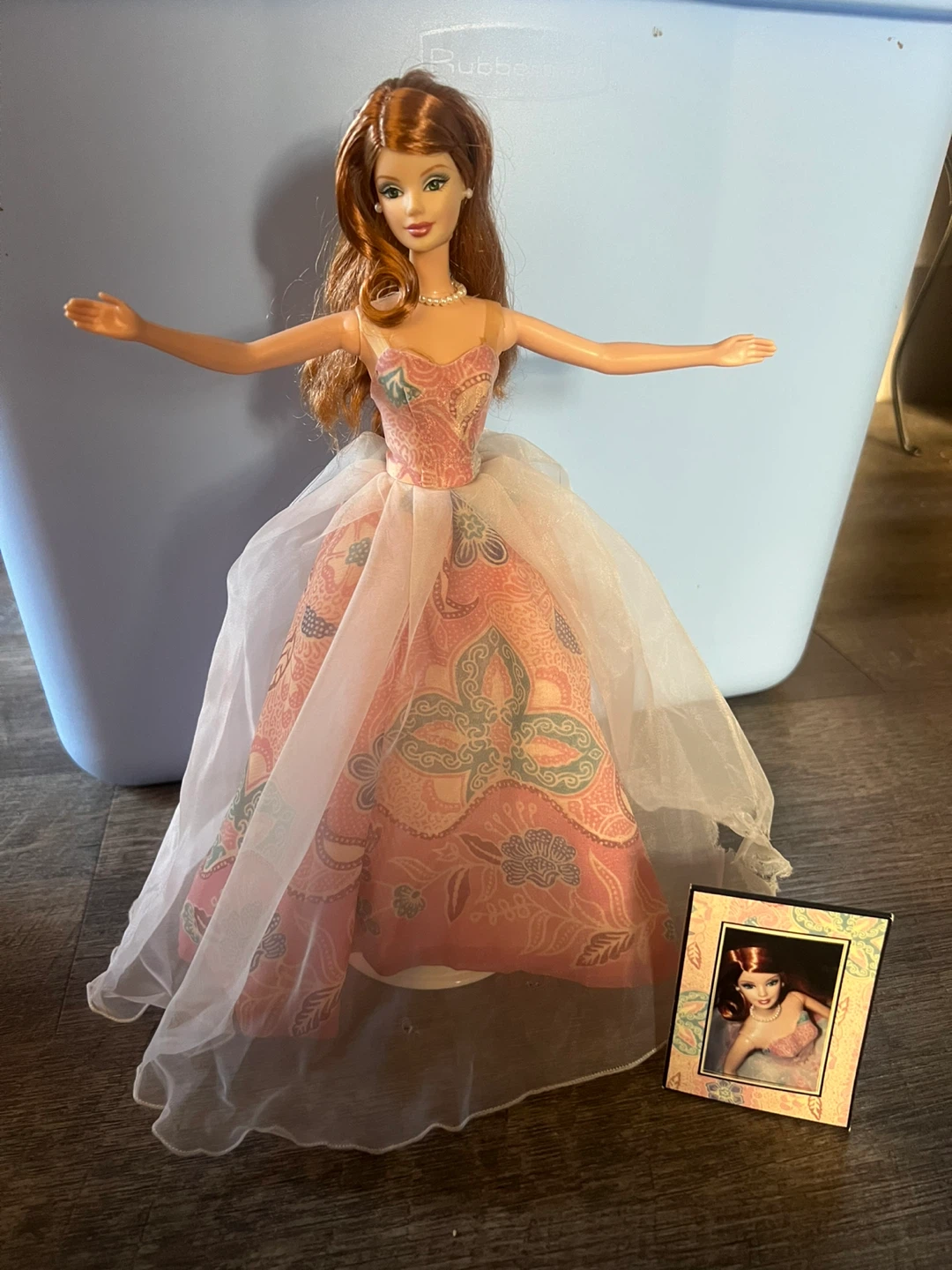Barbie doll with red hair in patterned gown 🏈