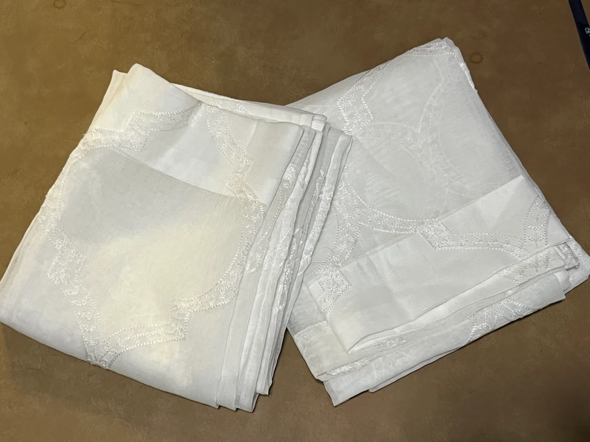 White Sheer Curtains 35”x98” (a pair)