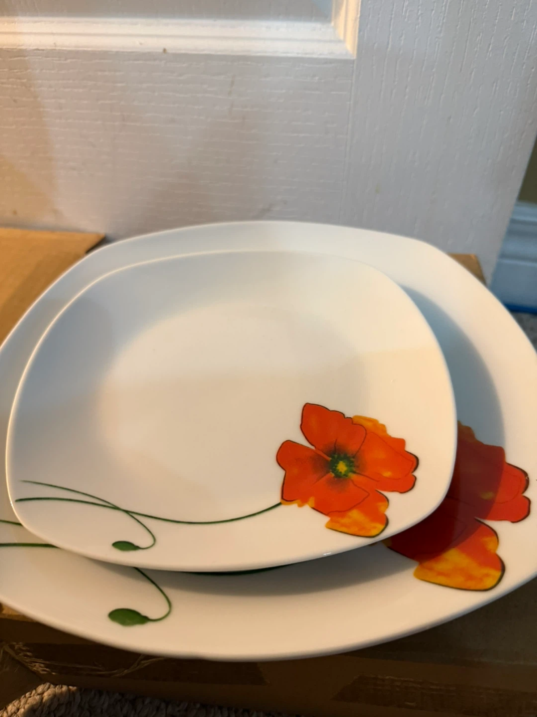 Floral pattern white dish and mug set - photo 4