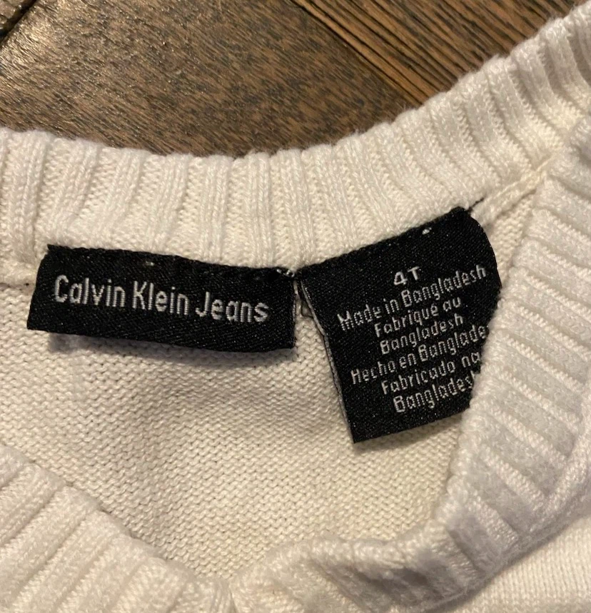🏈 Boys Ivory Calvin Klein Jeans Guitar Sweater Vest 4T 🏈 - photo 4