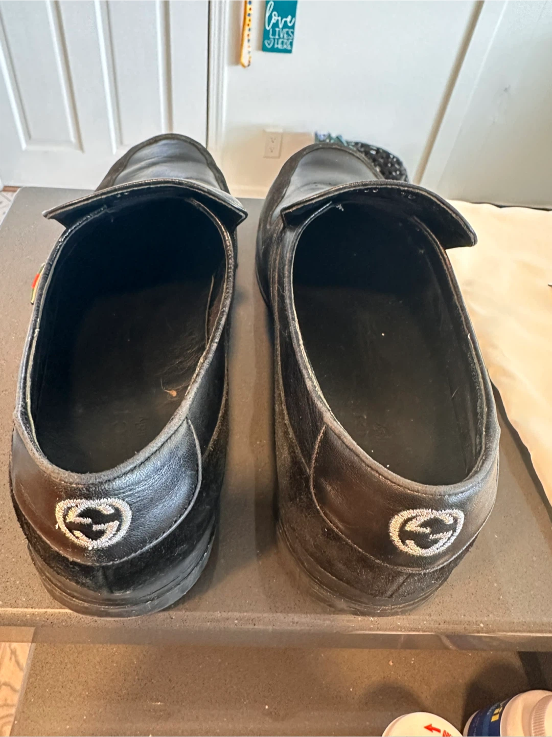 Gucci Black Leather Slip-on Shoes Size 10 - photo 3