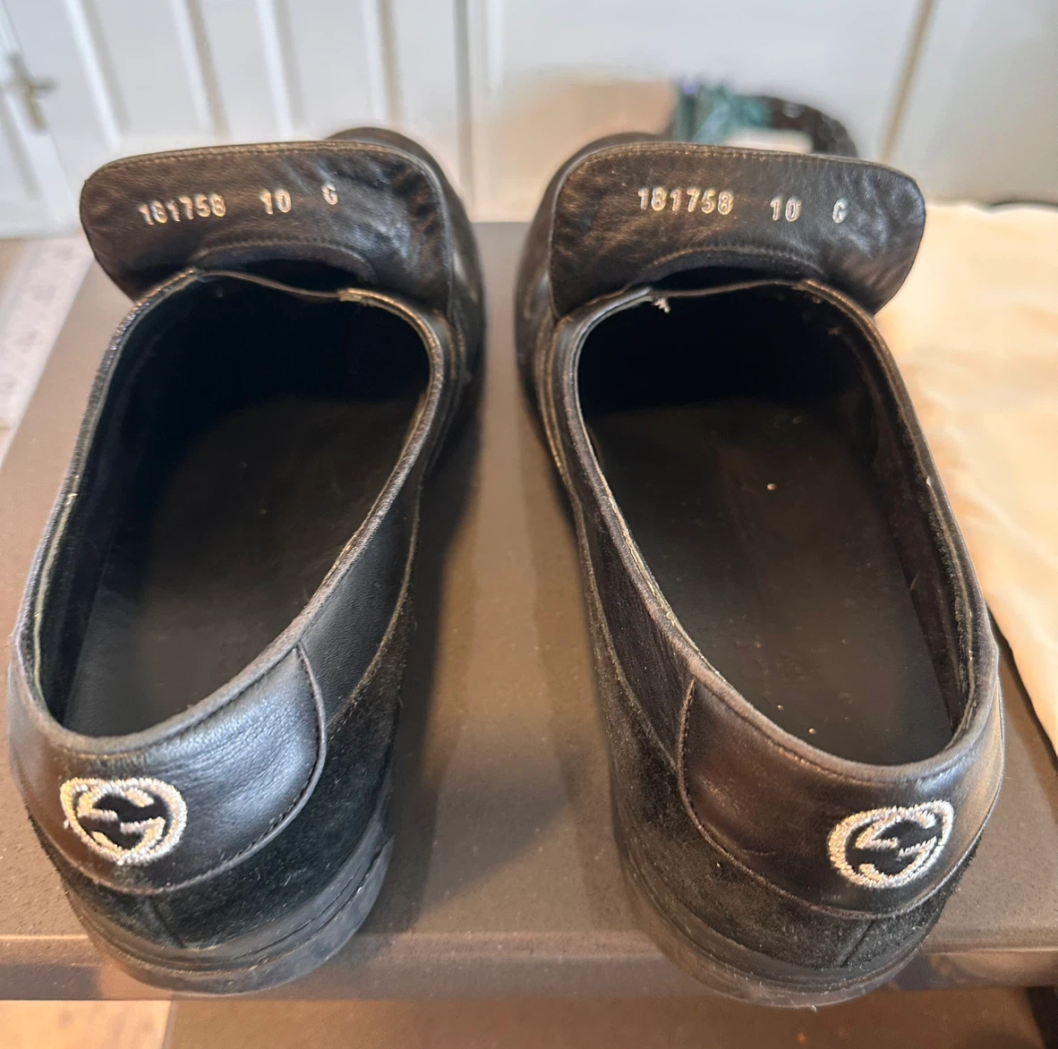 Gucci Black Leather Slip-on Shoes Size 10 - photo 4