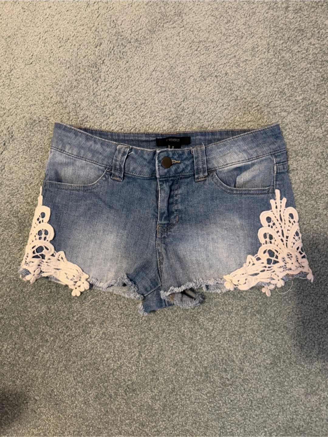 Forever 21 Denim Shorts with Lace Detail - S/26