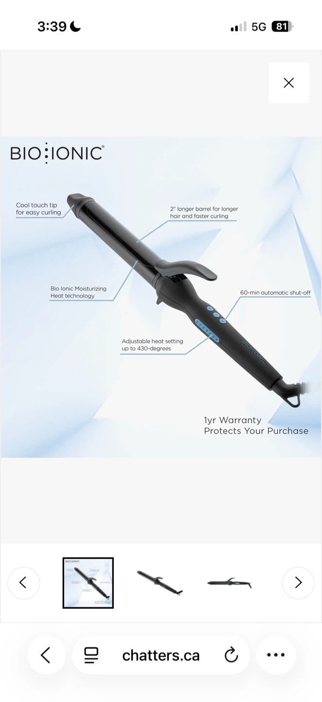 Bio Ionic Long Barrel Curling Iron 1.25 inch - photo 2