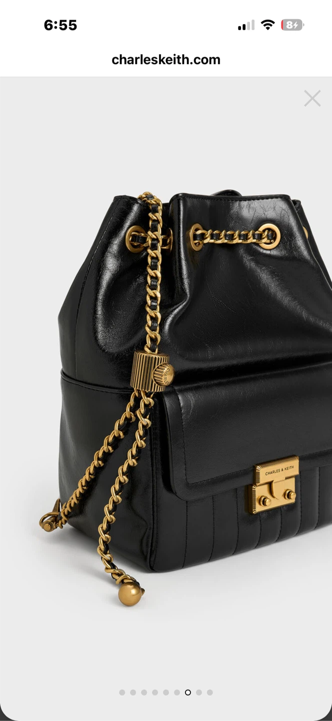 Brand New Black Crinkle-Effect Drawstring Backpack - photo 3