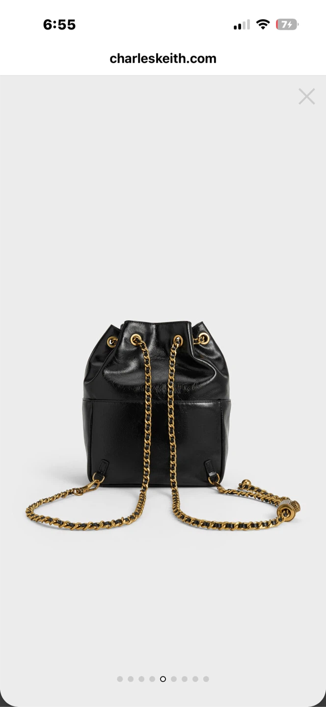 Brand New Black Crinkle-Effect Drawstring Backpack - photo 4