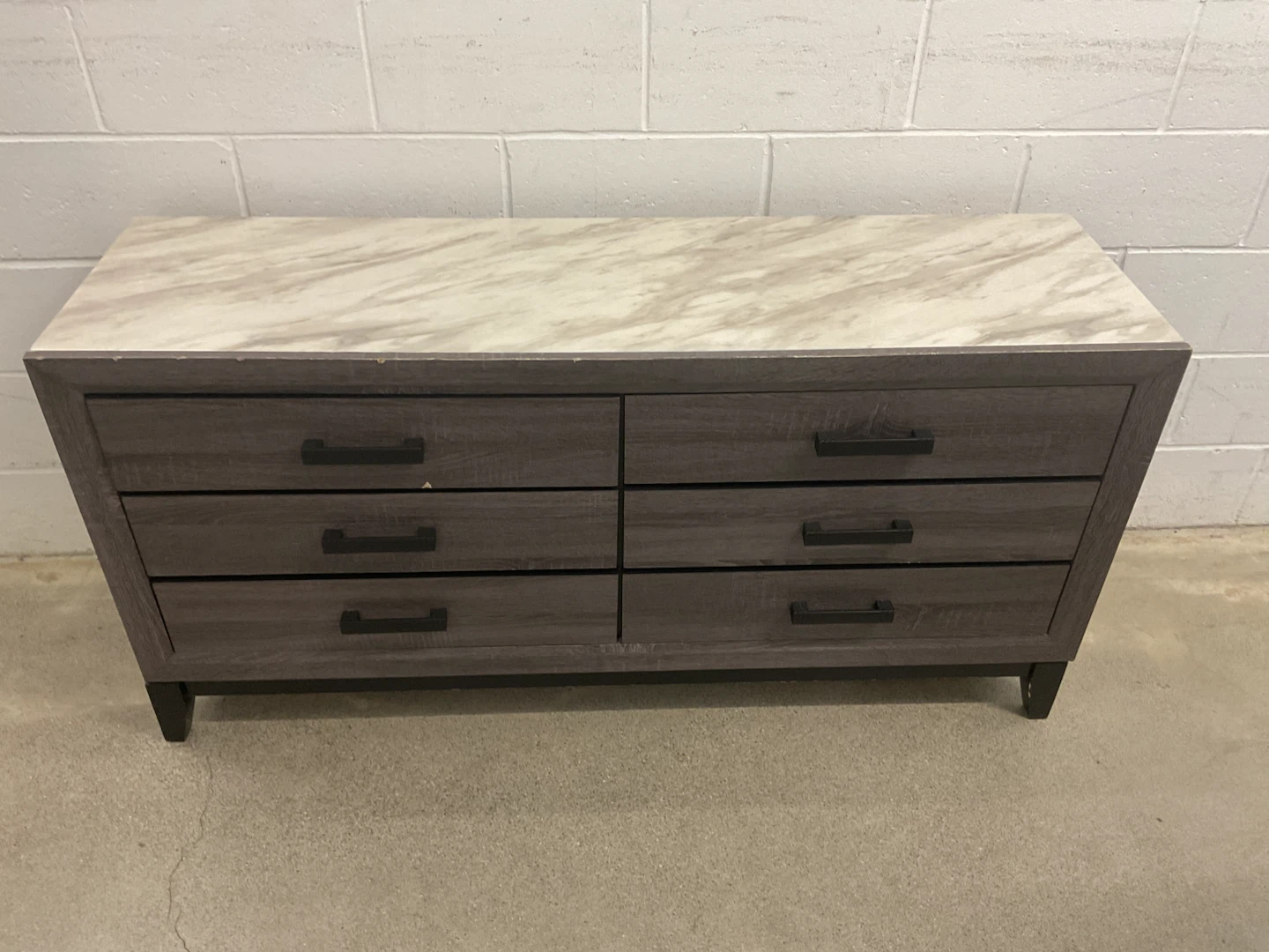 Six-Drawer Dresser with Faux Marble Top
