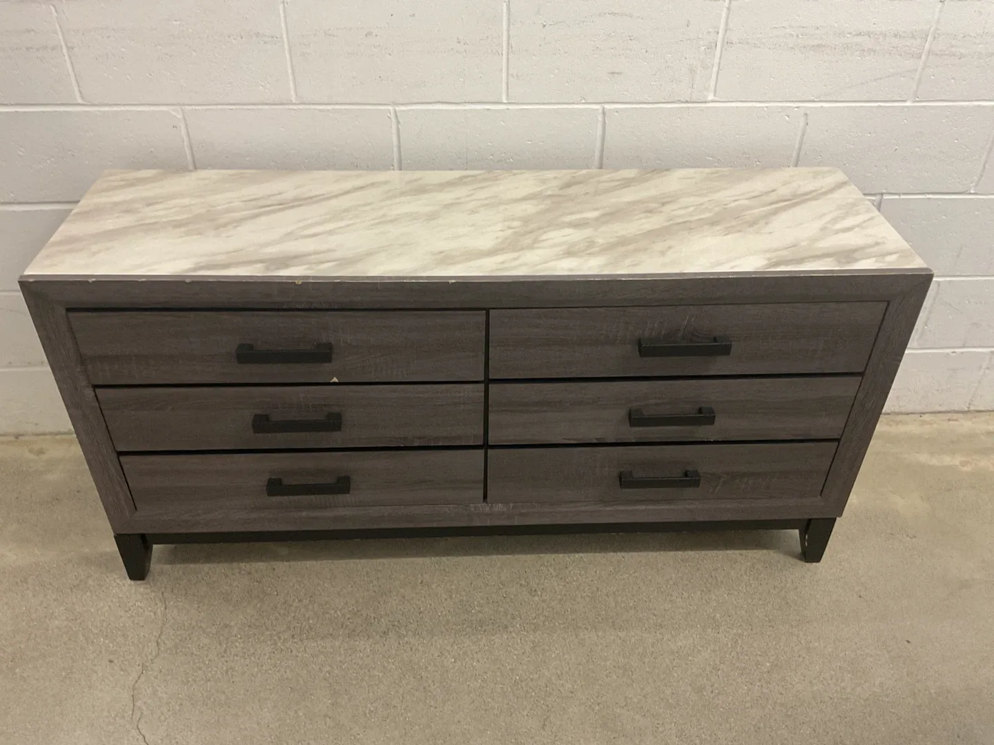 Six-Drawer Dresser with Faux Marble Top