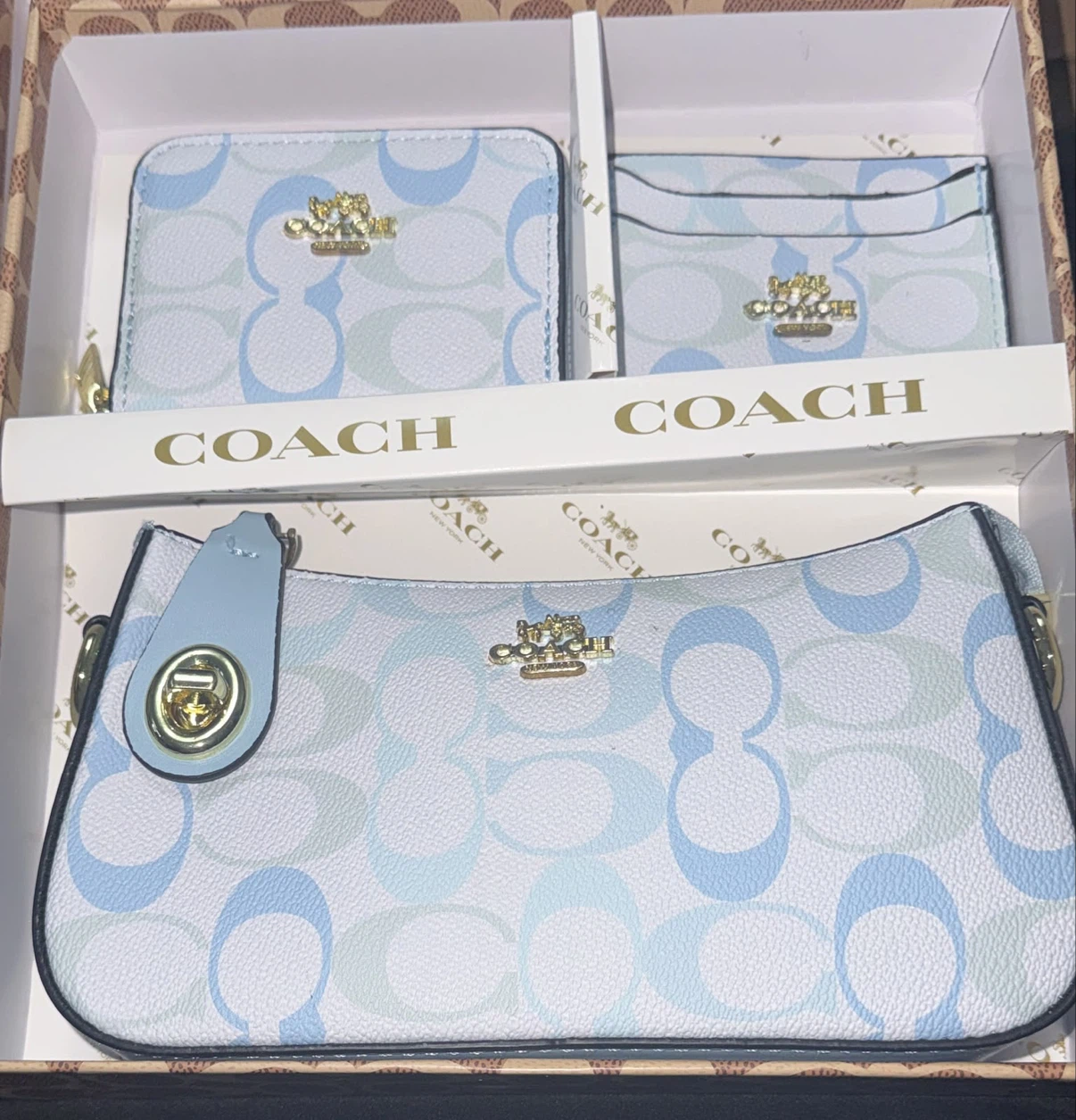 Coach Signature Print Bag and Wallet Set