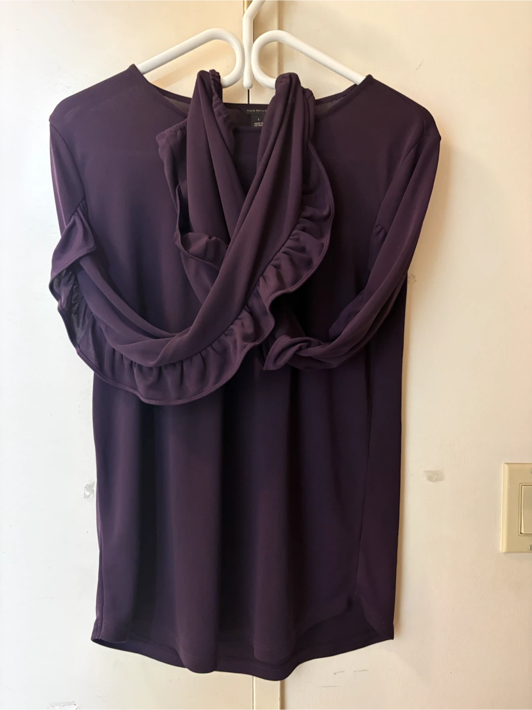 🏈Ann Taylor Purple Ruffle Sleeve Blouse_Small - photo 2
