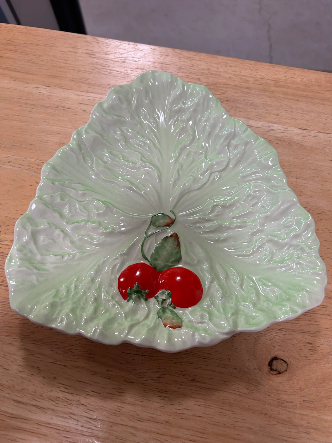Ceramic Leaf Shaped Serving Dish with Tomato Detail