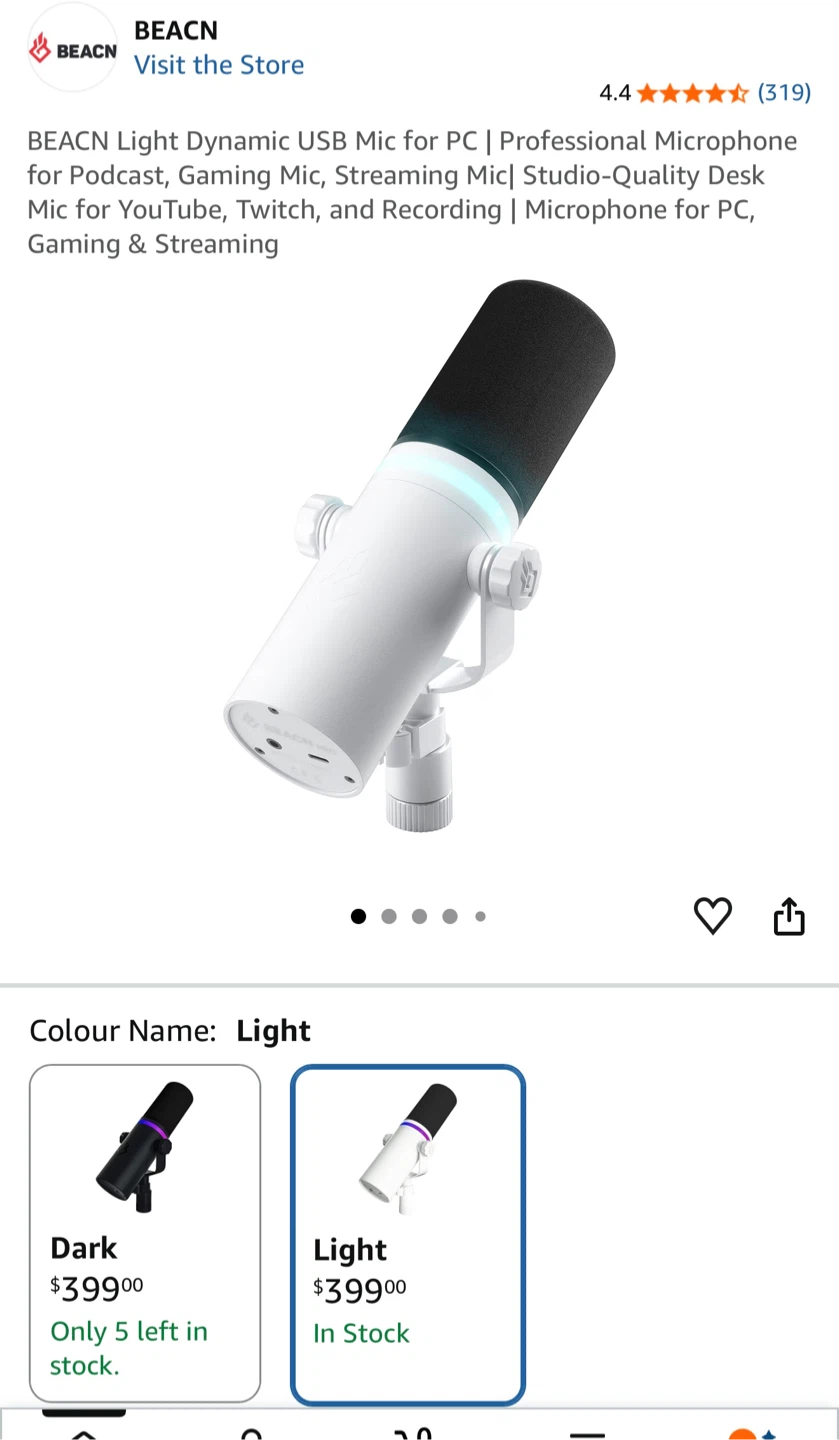 BEACN Light Dynamic USB Microphone