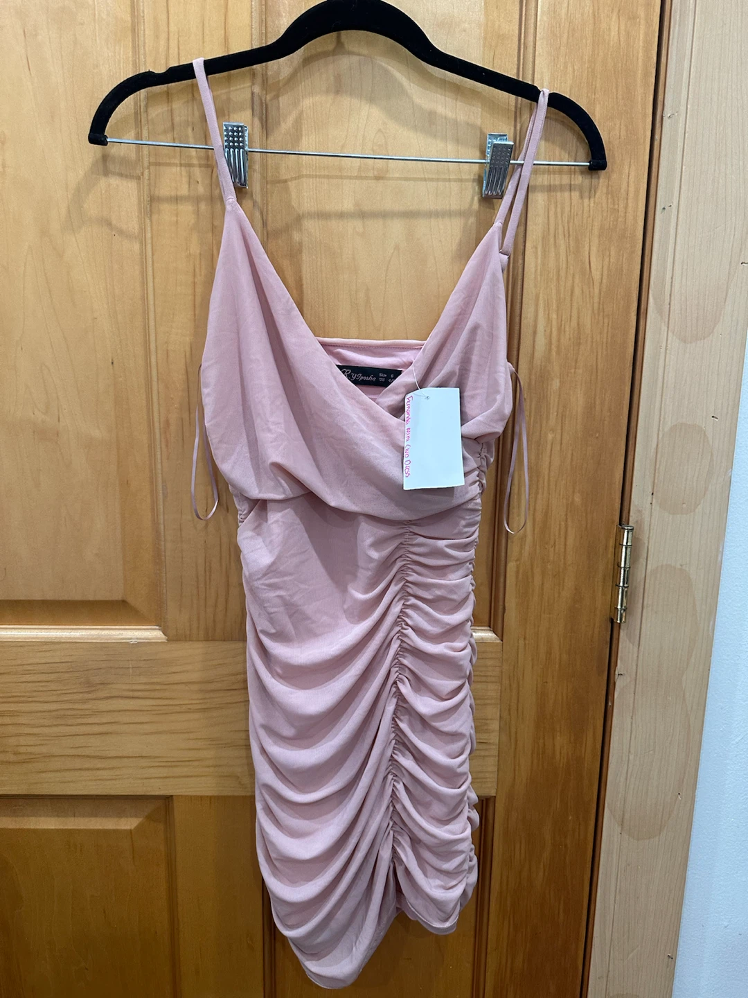 Pink Ruched Mini Dress