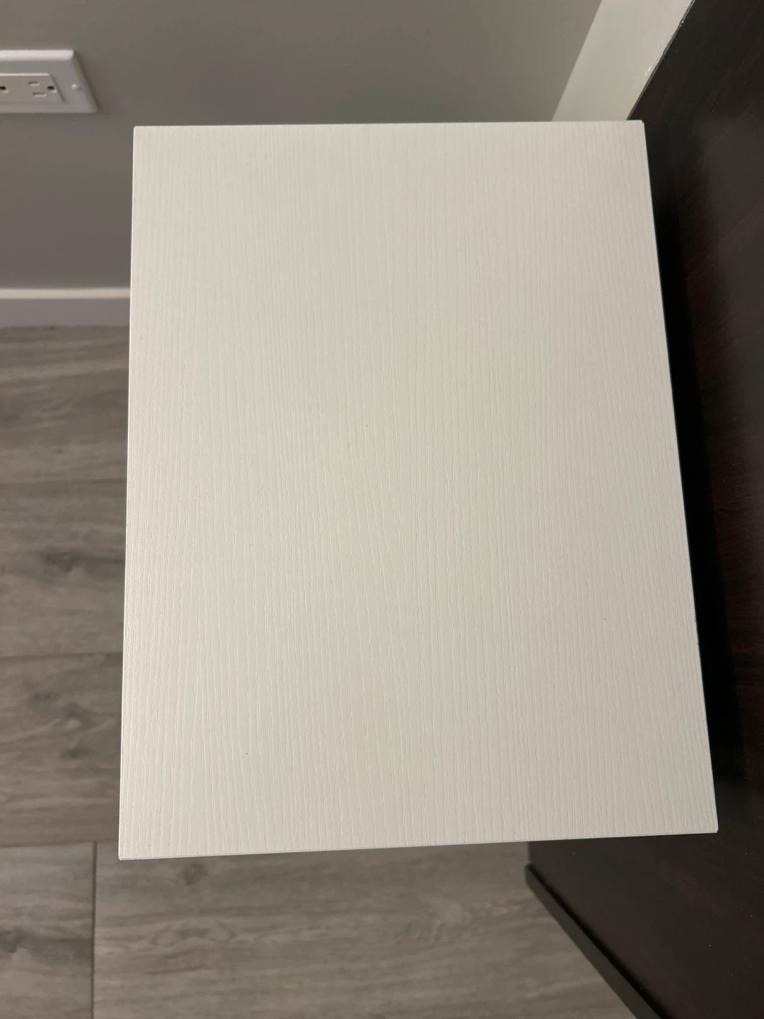 White Metal Nightstand with Fabric Drawer - photo 4