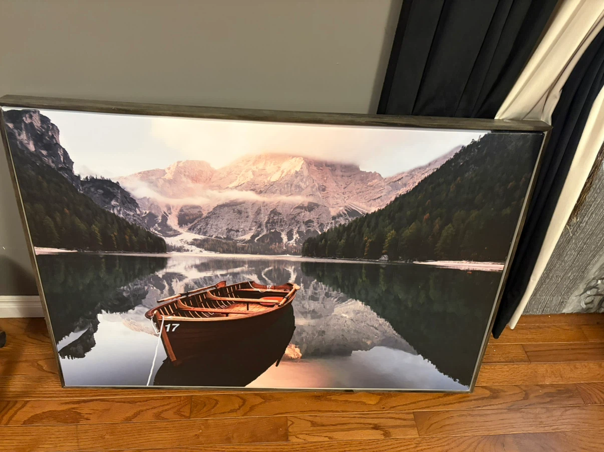 Mountain Lake Boat Canvas Wall Art - photo 3