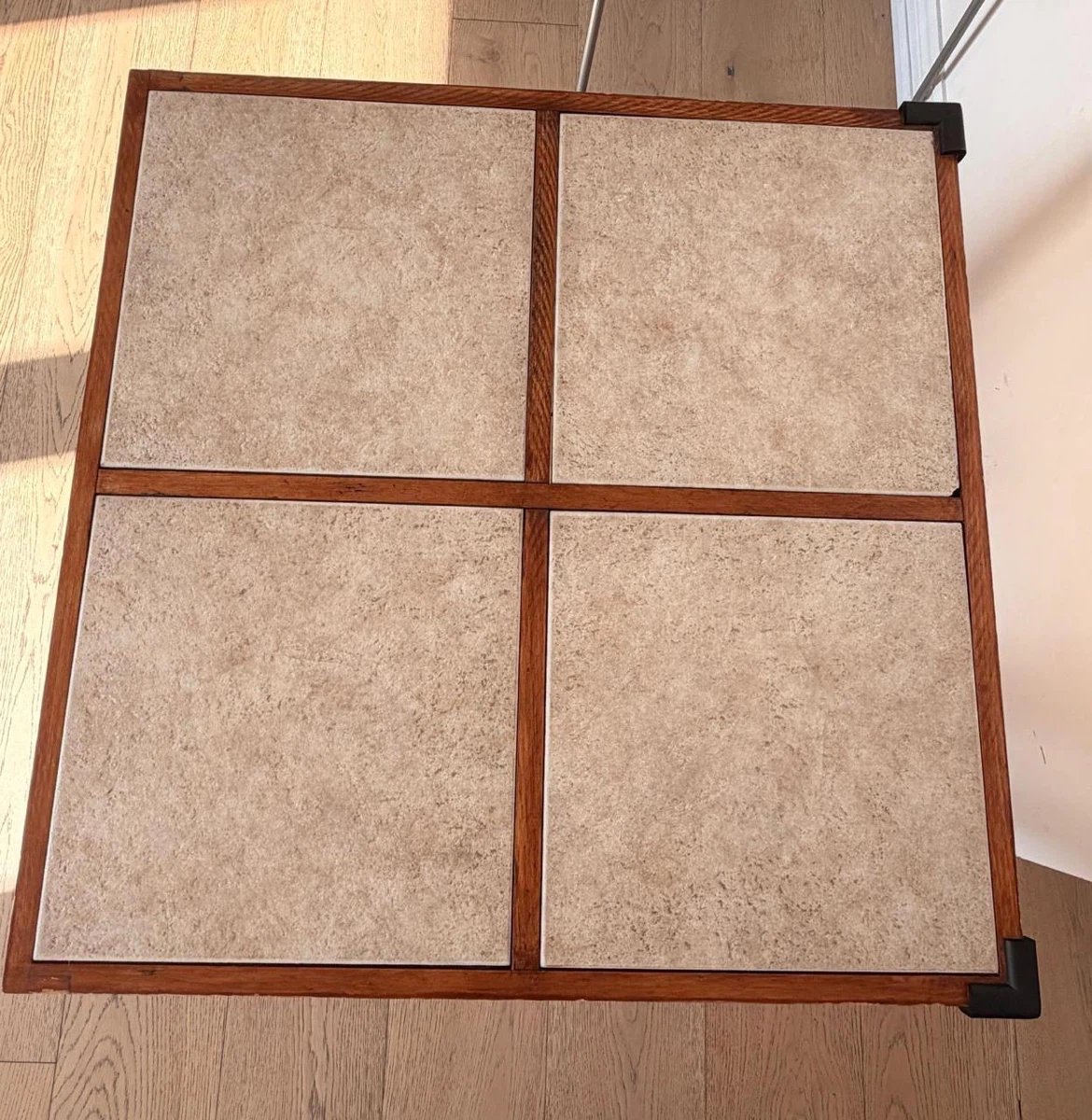 Square Wood and Tile Top Coffee Table