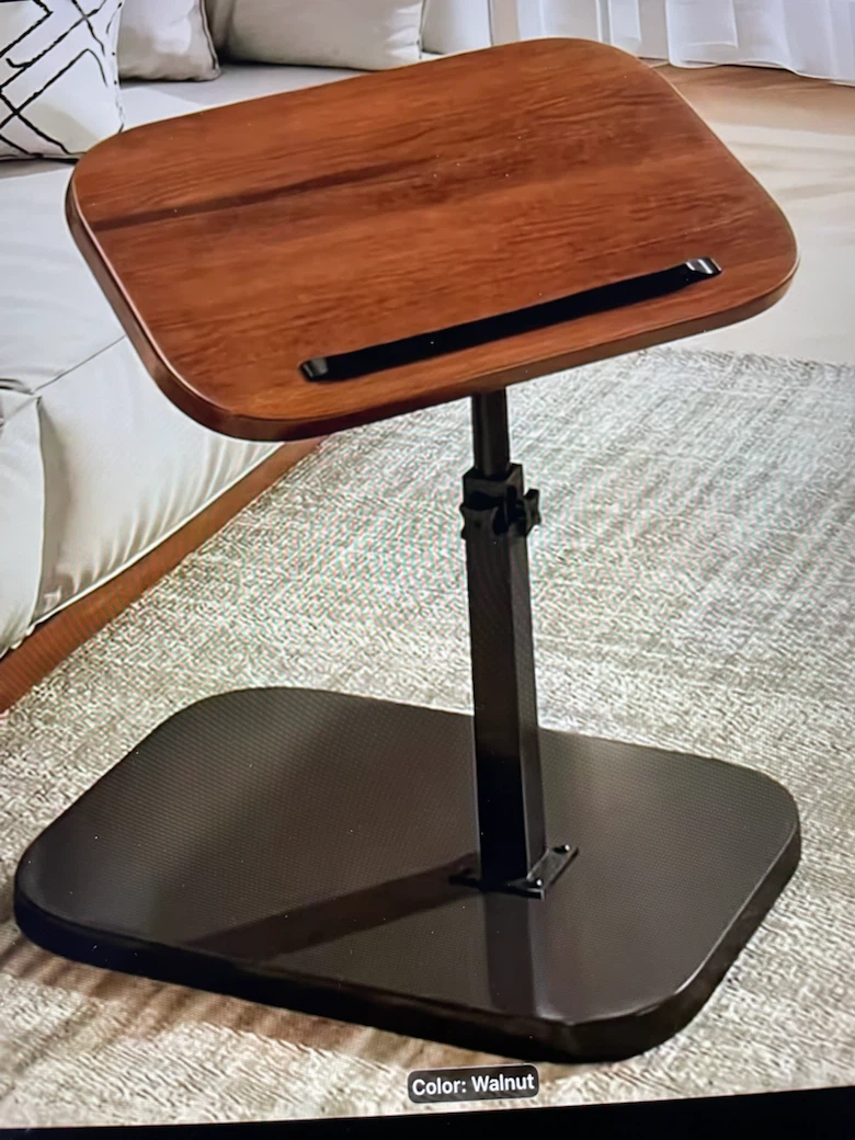Adjustable Walnut Laptop Side Table