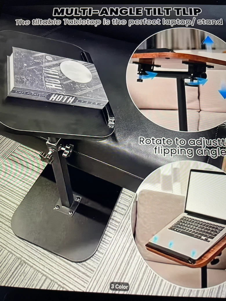 Adjustable Walnut Laptop Side Table - photo 3