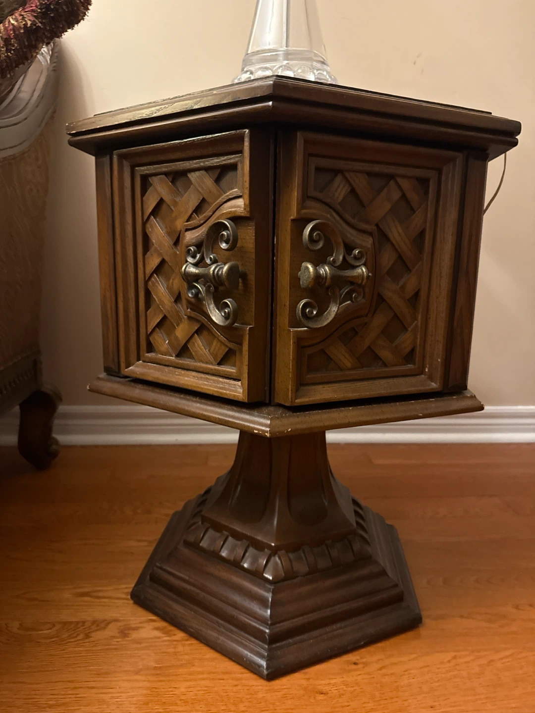 Vintage Hexagonal Wood End Table
