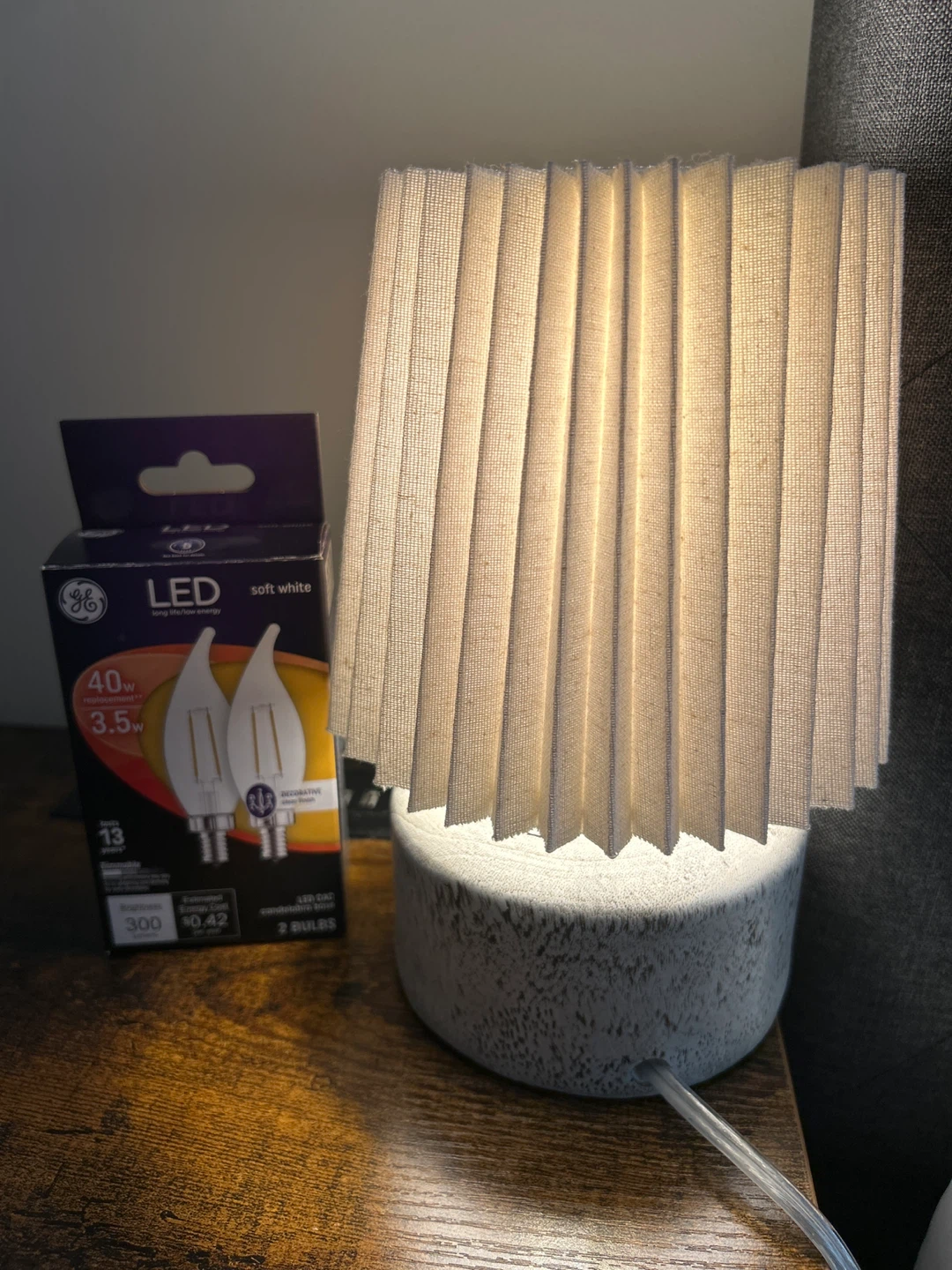 Pleated Fabric Table Lamp (set of 2 bulbs included)