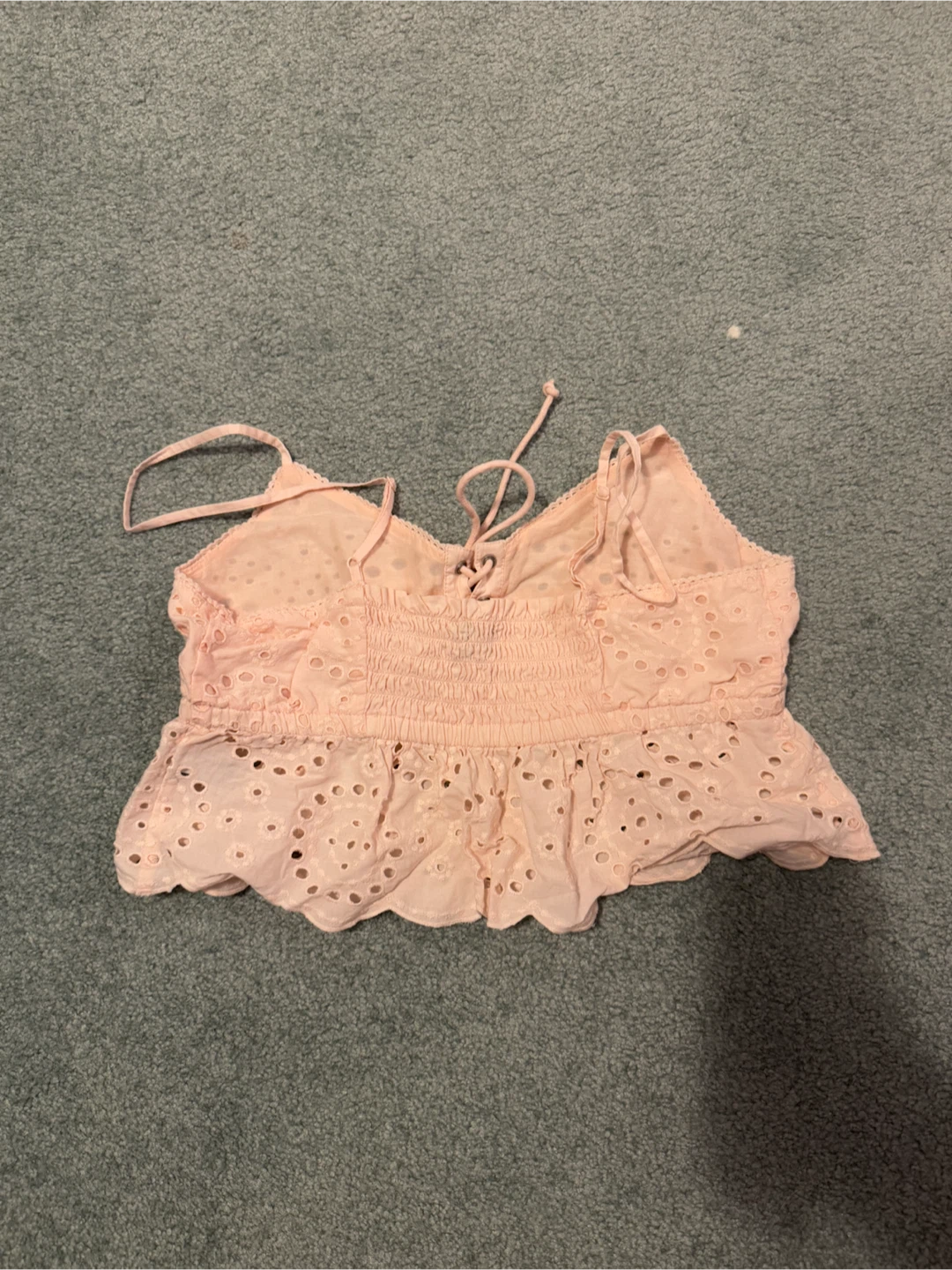 Aerie Pink Eyelet Lace Crop Top - S - photo 2