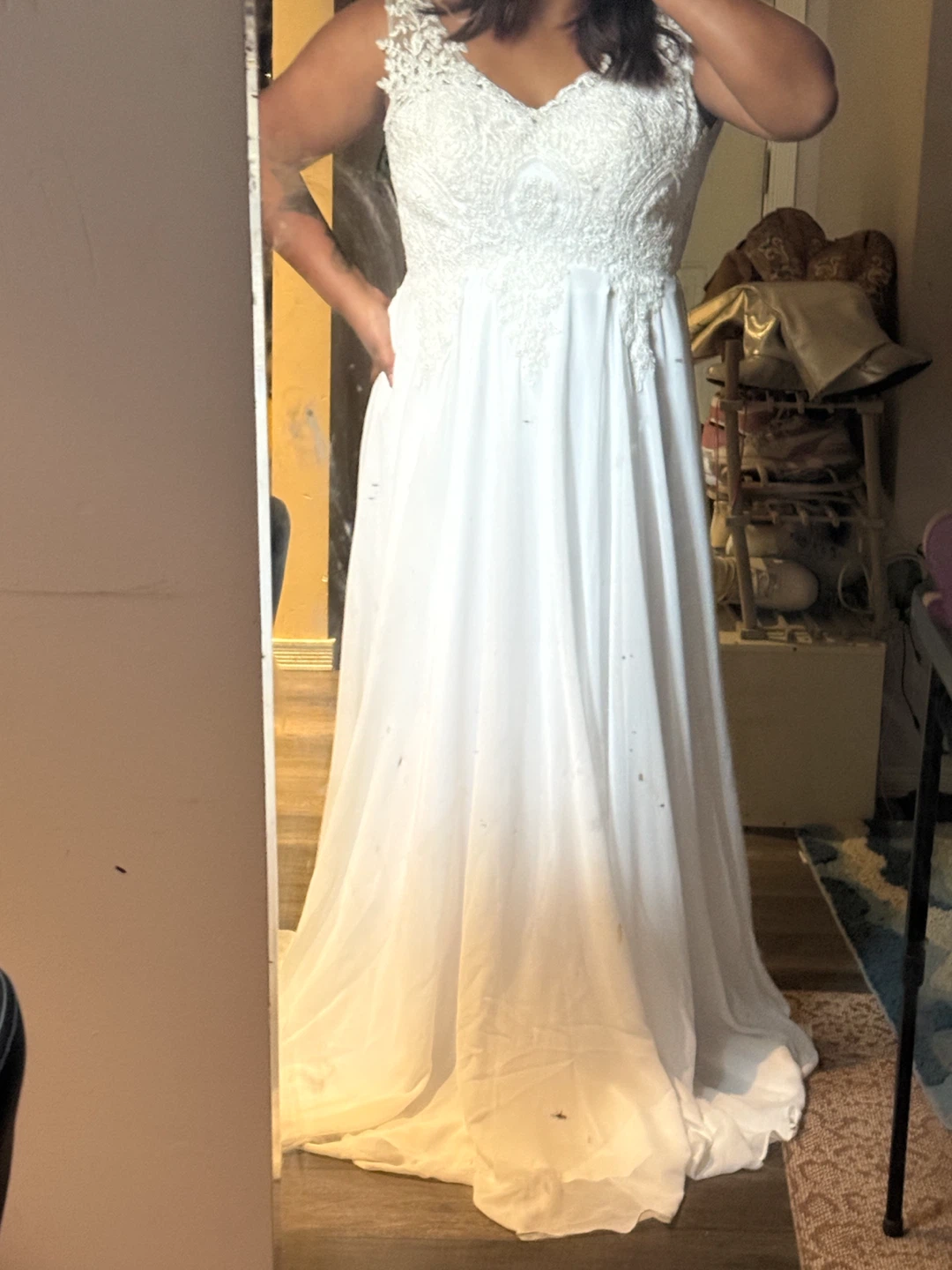 White Lace Wedding Dress - photo 4