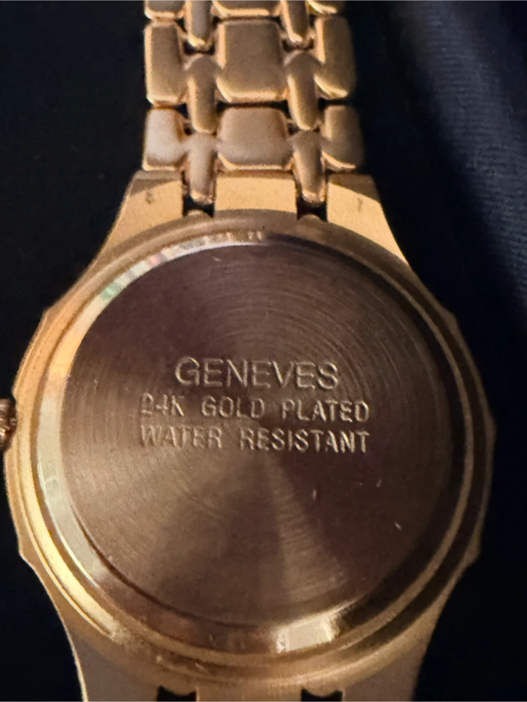 MINT • VINTAGE Geneves 24k GOLD Plated Watch • Water Resistant - photo 3