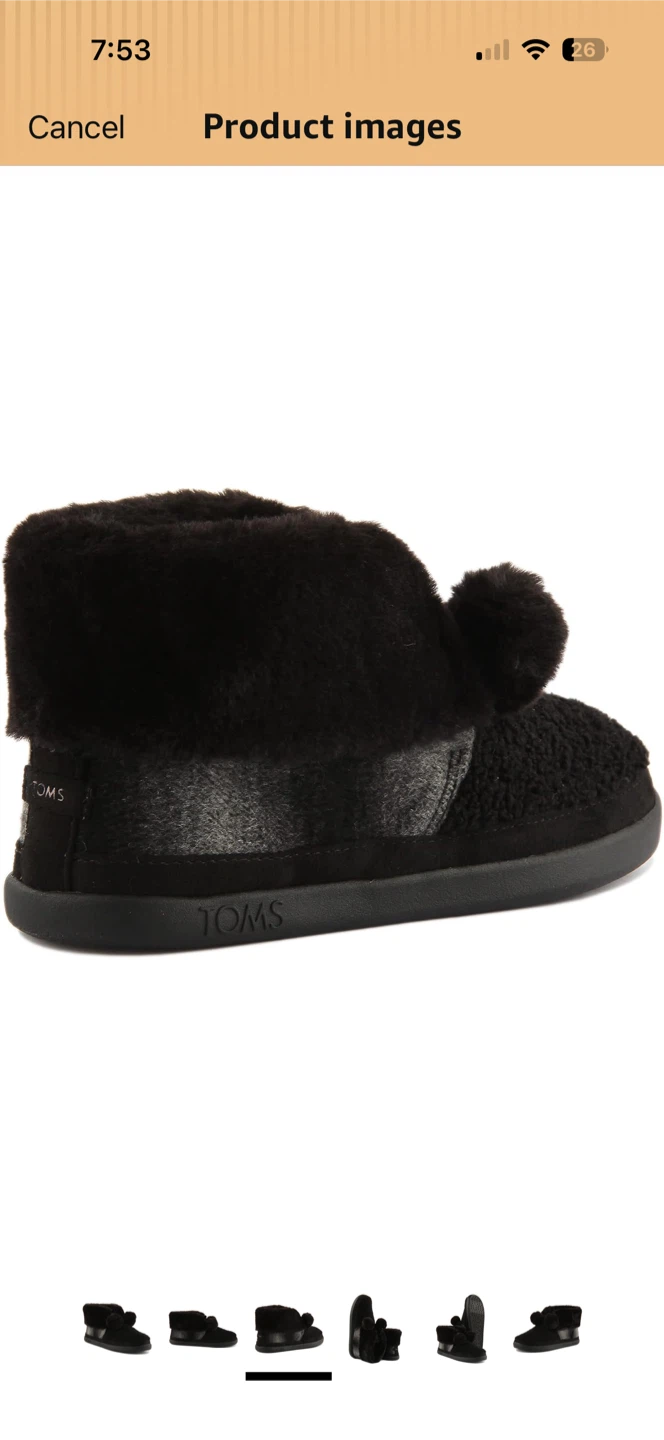 TOMS Women's Black Faux Fur Pom Pom Slippers - photo 3