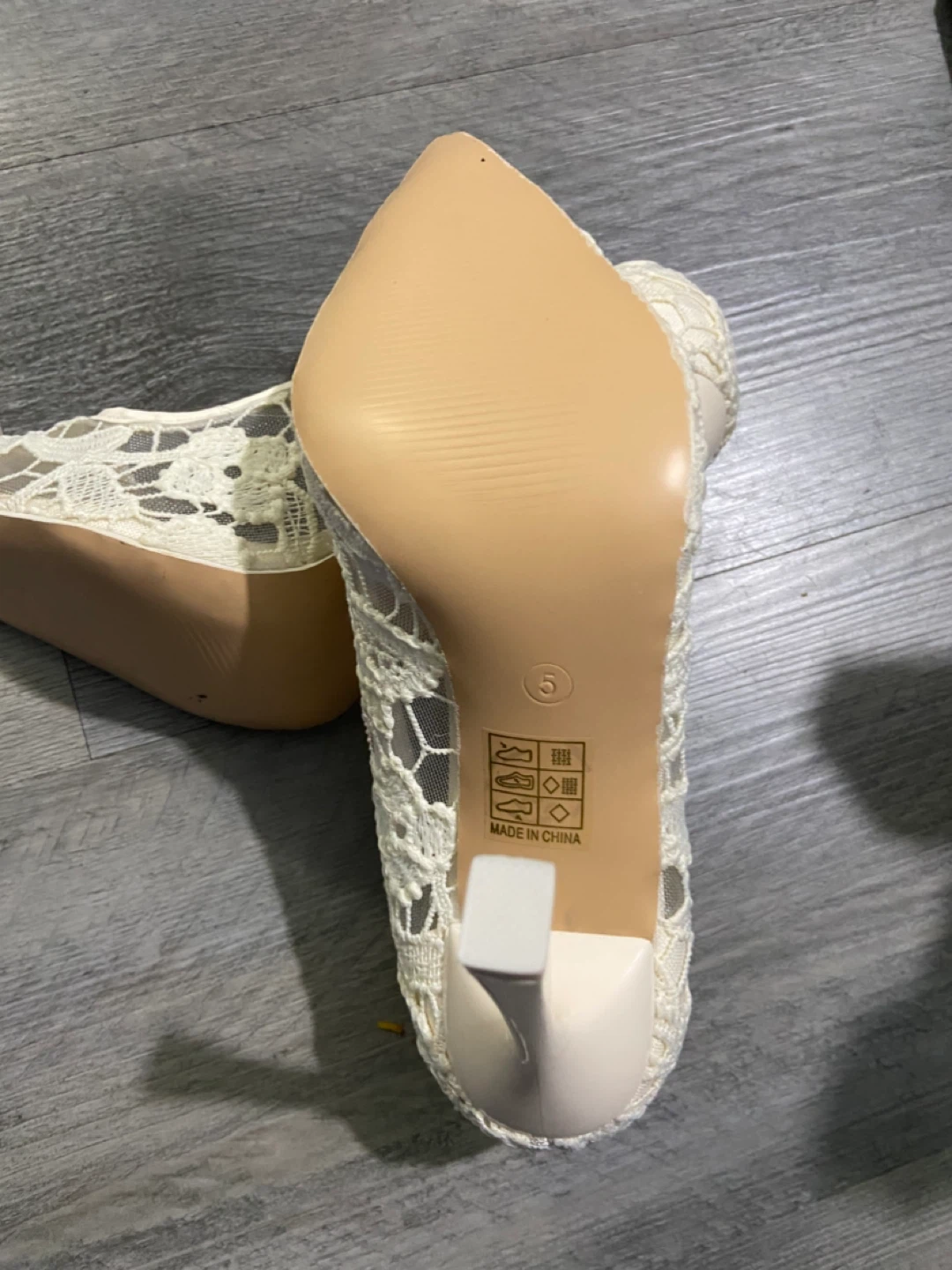 🏈Cream Lace Pointed Toe Stiletto Heels - photo 3