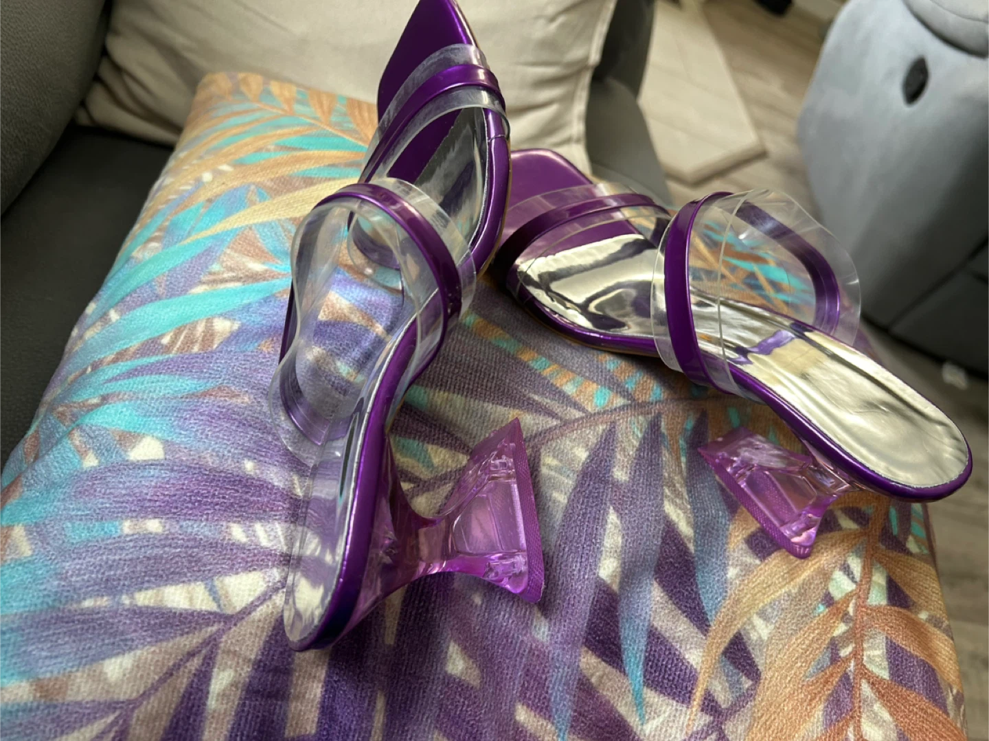 Purple Strappy Clear Heel Sandals - photo 3