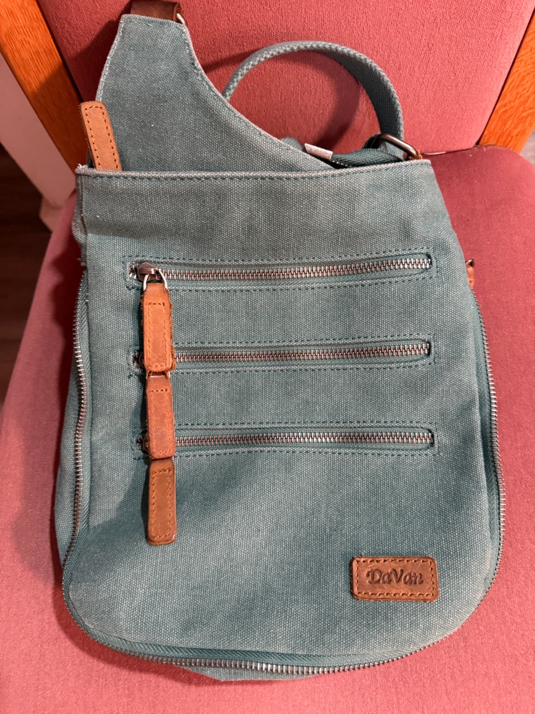 DaVan Teal Canvas Crossbody Bag