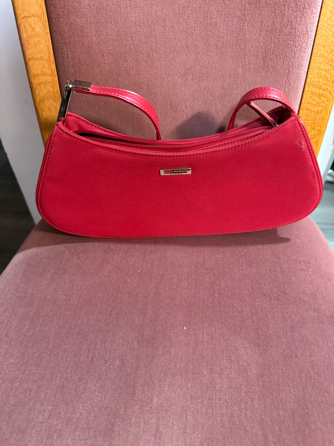 Guess red baguette shoulder bag