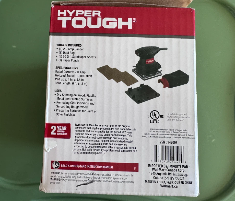 Hyper Tough 1/4 Sheet Sander 2.0 Amp - photo 2